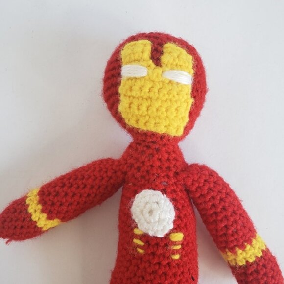 Handmade Iron Man Marvel Crochet Vintage Stuffy Stuffed Plush Doll Superhero - Picture 2 of 4